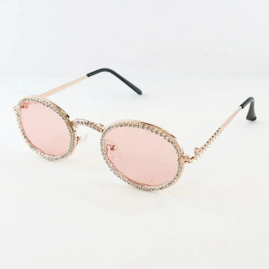 DOD5472 - Oval Rhinestone Sunglasses - Pink Cadiz Boutique, Inc.