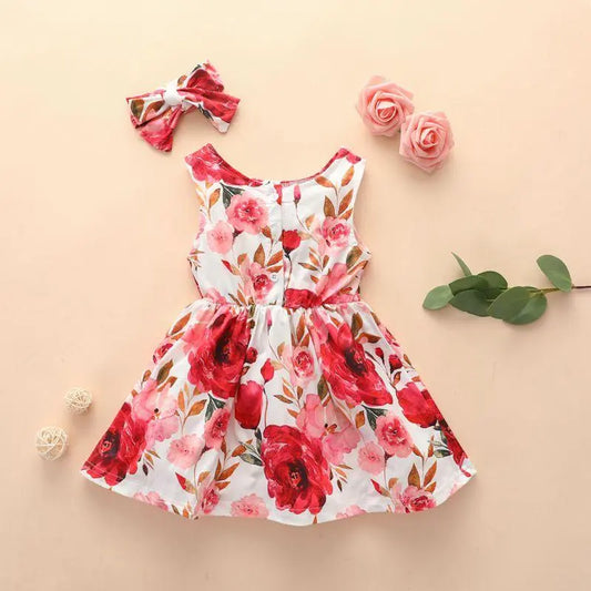 560990 - 2-piece Floral Printed Dress & Headband Cadiz Boutique