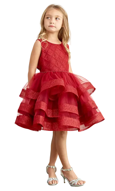 TT5829 - Short Dress with Glitter Horse Hair Ruffles Cadiz Boutique, Inc.