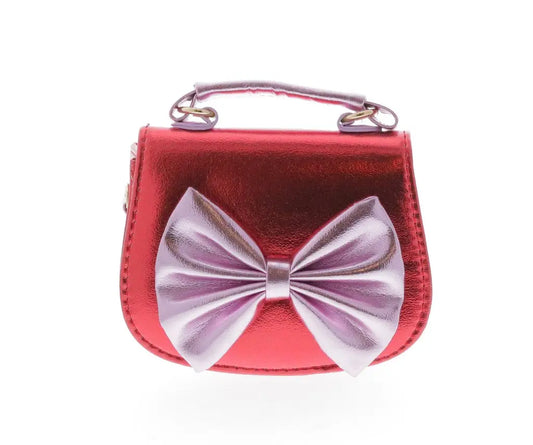 DOD628 - Big Bow Metallic Crossbody Horseshoe Purse - Red Cadiz Boutique, Inc.