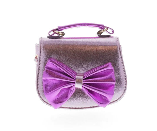 DOE628P - Big Bow Metallic Crossbody Horseshoe Purse - Lilac/Purple Cadiz Boutique, Inc.