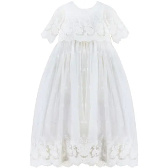 Carriage Boutique 71016 Baby Girl Star Lace Christening Gown