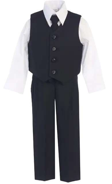 8570BL - Lito 4-Piece Vest And Pant Set - Black Cadiz Boutique, Inc.