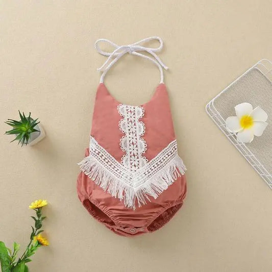 894521 - Baby Girl Solid Pattern Cotton Summer Bodysuit Cadiz Boutique, Inc.