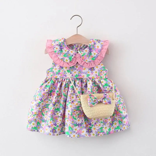 935217 - Toddler Girl Floral Print Dress with Bag Cadiz Boutique, Inc.