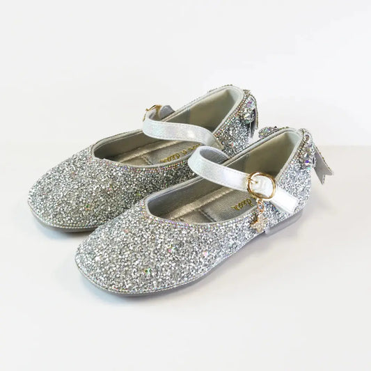 DODS99551 - Bow Back Flat Shoes - Silver Cadiz Boutique, Inc.