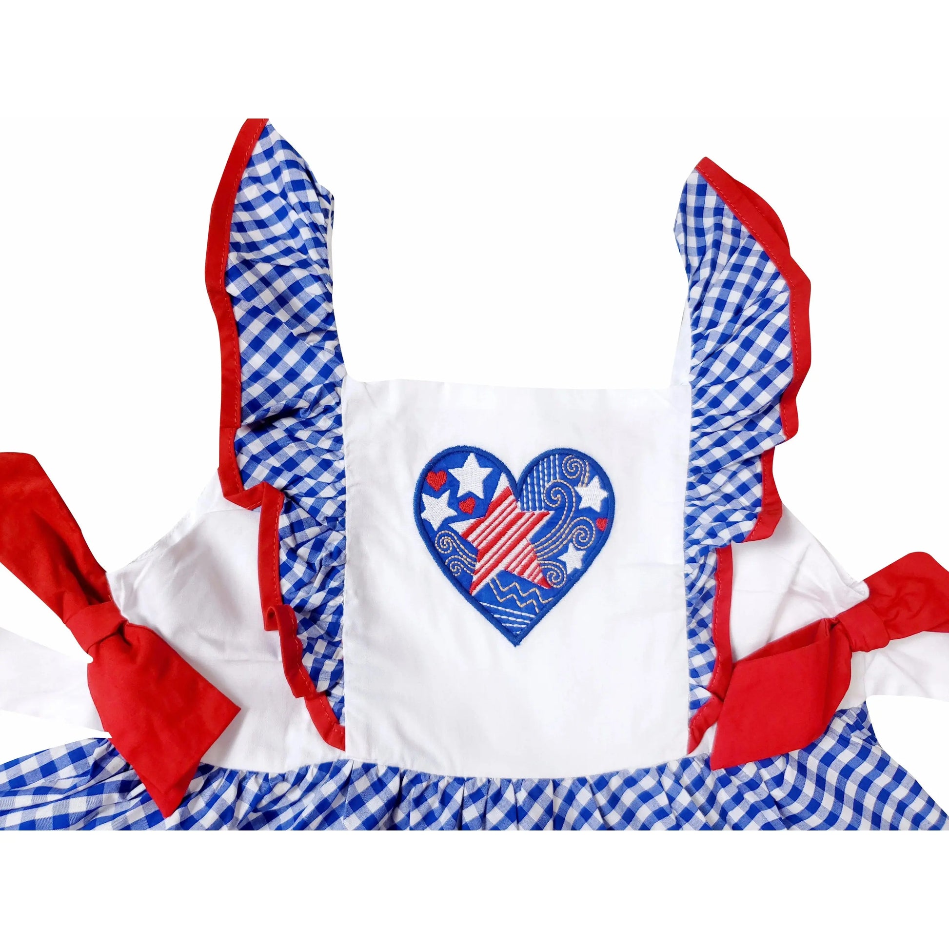 AK - Little Girls 4th of July Patriotic I Heart America Pom Pom Dress Cadiz Boutique, Inc.