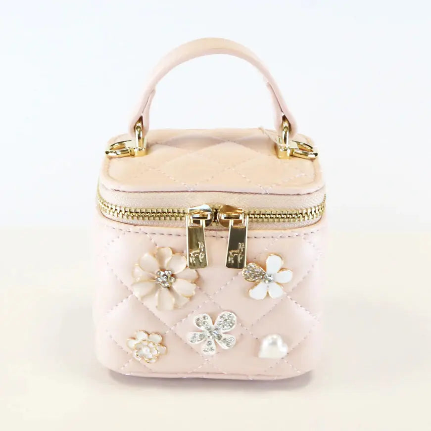 B1253P - Quilted Top-Handle Bag w/ Charms - Pink Cadiz Boutique, Inc.