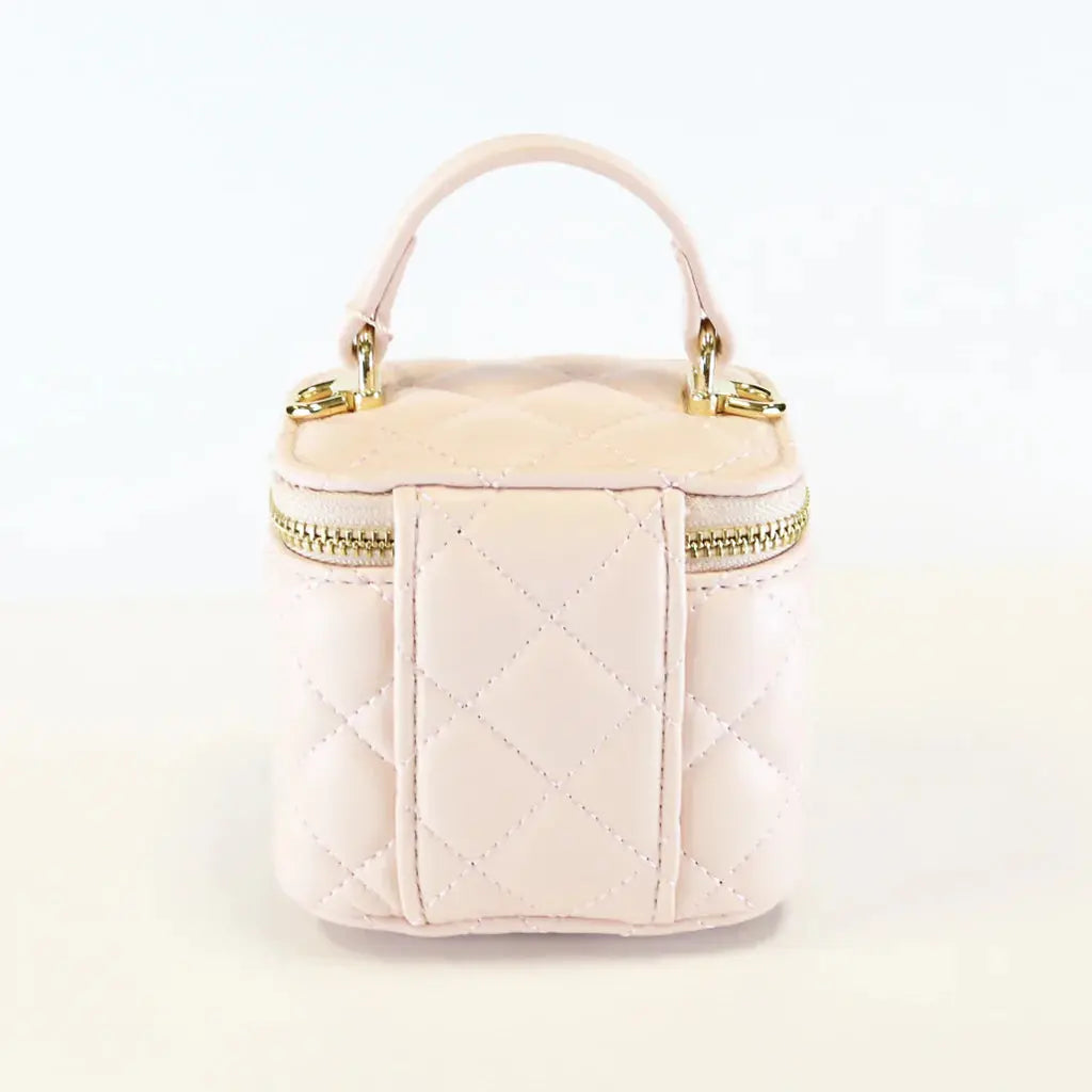 B1253P - Quilted Top-Handle Bag w/ Charms - Pink Cadiz Boutique, Inc.