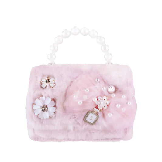 B1294P - Doe A Deer Bow & Floral Furry Purse - Pink Cadiz Boutique, Inc.