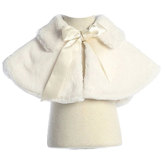 SKC12I - RIBBON FUR CAPE - Ivory Cadiz Boutique