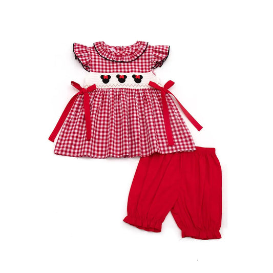 HDRS - Red gingham smocked Ruffle Shorts Set Cadiz Boutique, Inc.