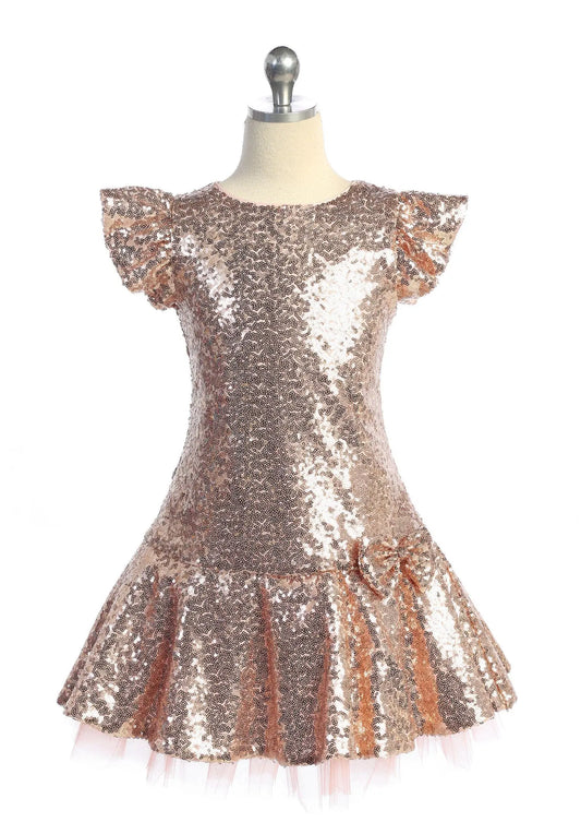 KD530- Sequin Ruffle Sleeve Tutu Plus Cadiz Boutique, Inc.