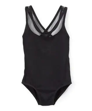 LT014BK - Black Cross Back Net Leotard Cadiz Boutique, Inc.