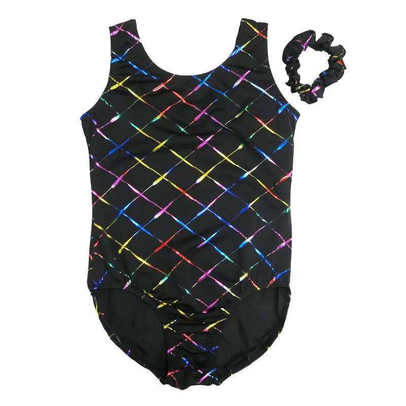 LT108A- Black Rainbow Cross line Leotard Cadiz Boutique, Inc.