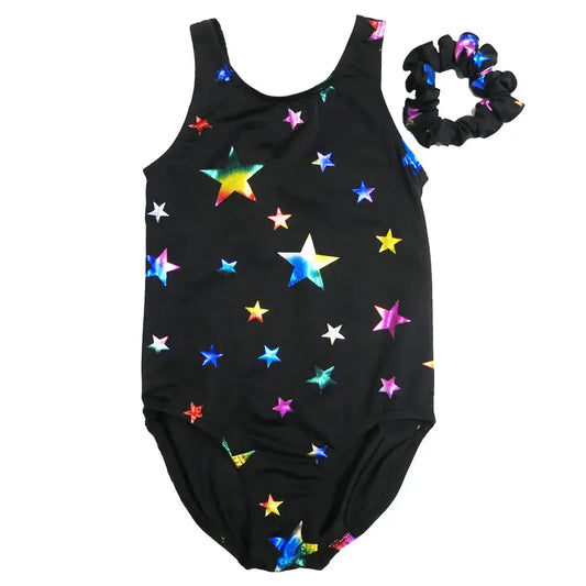 LT111C- Black Rainbow Stars Leotard Cadiz Boutique, Inc.