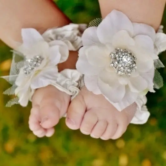 Toe Blooms - OG2 - Original Toe Blooms Handmade Heirloom Barefoot Baby Sandals Cadiz Boutique, Inc.