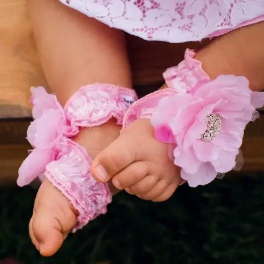 Toe Blooms - OG3 - Original Toe Blooms Handmade Heirloom Barefoot Baby Sandals Cadiz Boutique, Inc.