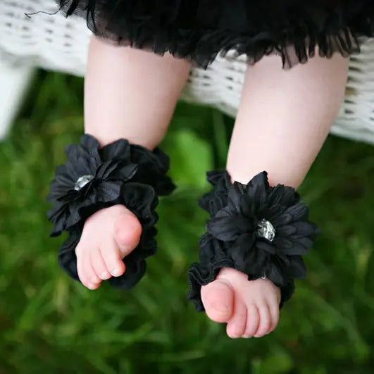 Toe Blooms - OG4 - Original Toe Blooms Handmade Heirloom Barefoot Baby Sandals Cadiz Boutique, Inc.