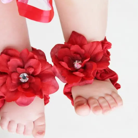 Toe Blooms - OG5 - Original Toe Blooms Handmade Heirloom Barefoot Baby Sandals Cadiz Boutique, Inc.