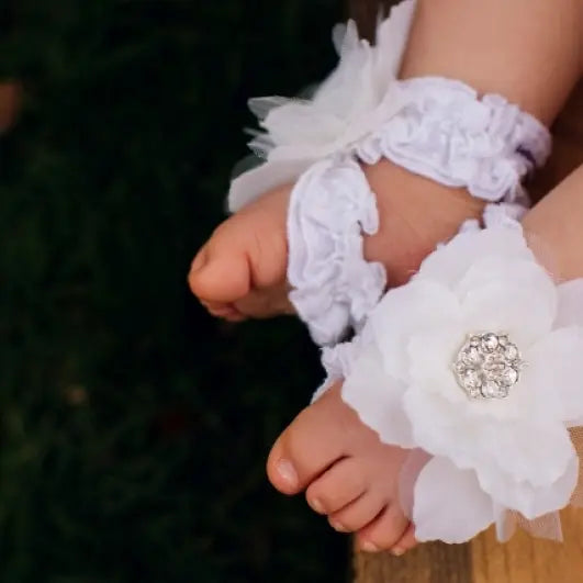 Toe Blooms - OG6 - Original Toe Blooms Handmade Heirloom Barefoot Baby Sandals Cadiz Boutique, Inc.