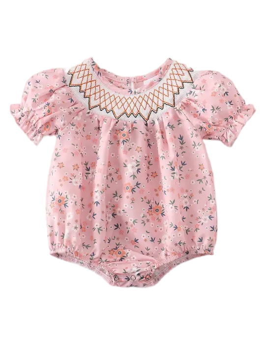 PFSB - Honeydew Pink Floral Smocked Baby Cadiz Boutique, Inc.