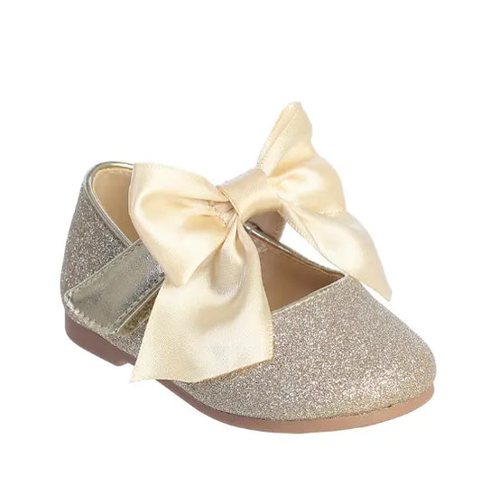 S162 - Tip Top Glitter Shoe with Satin Bow Cadiz Boutique, Inc.