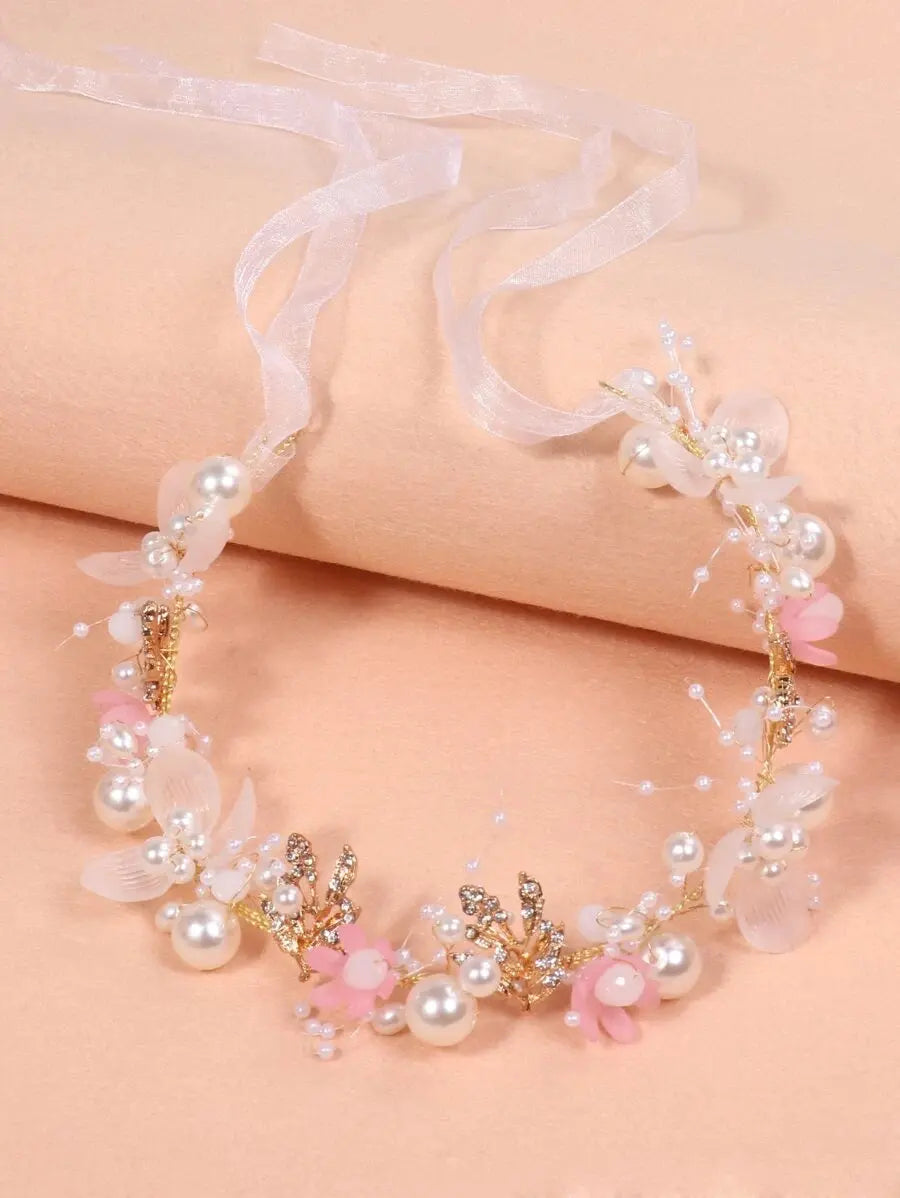 SH6500 - Faux Pearl Decor Headband - Pink Cadiz Boutique, Inc.