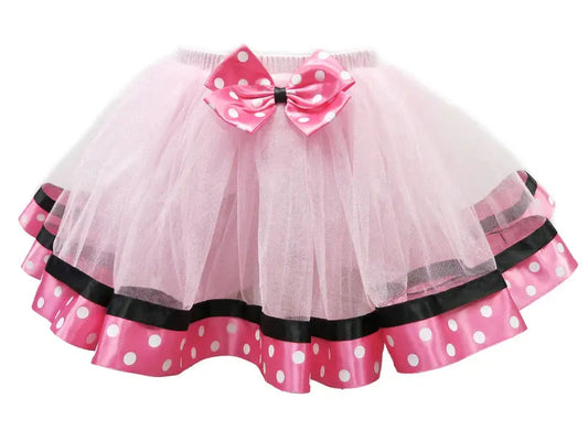 TT125P - Pink Minnie Polka dot Ribbon Tutu Skirt Cadiz Boutique, Inc.