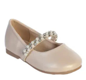 TTS116 - Leatherette Flats with Rhinestone - Nude Pink Cadiz Boutique, Inc.